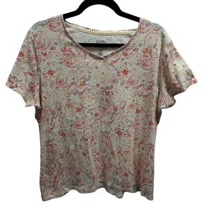 Croft & Barrow Floral Paisley Classic Tee XXL 100% Cotton Short Sleeve